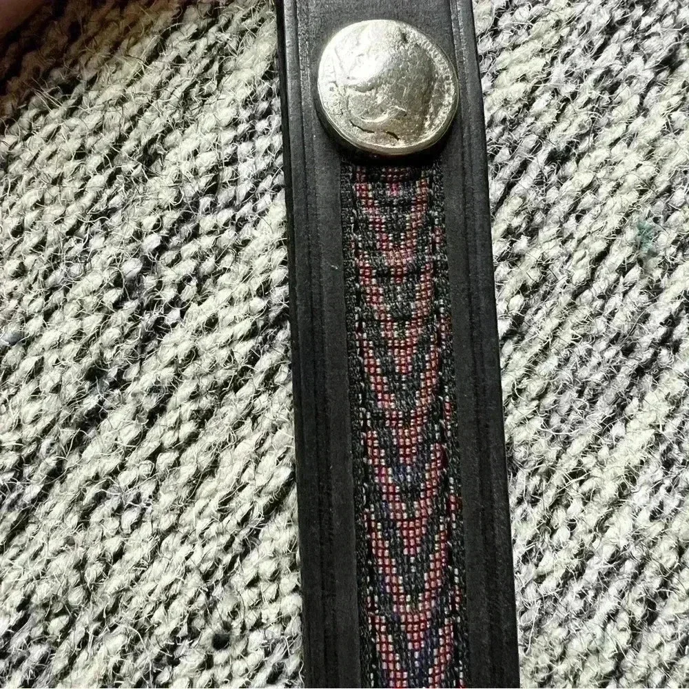 Vtg Unisex Gap Western Buffalo Coin Italian Leather Belt Size 32 - Made In USA